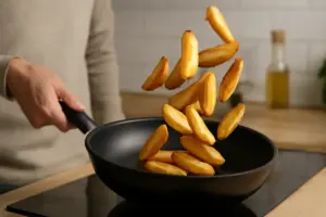 Saltare in padella senza olio in eccesso: il metodo che conserva la croccantezza